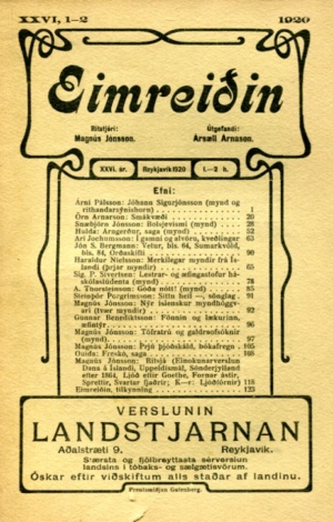 Eimreiðin, 1920, 1-2 tbl