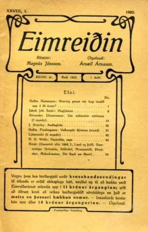 Eimreiðin, 1922, 1 tbl